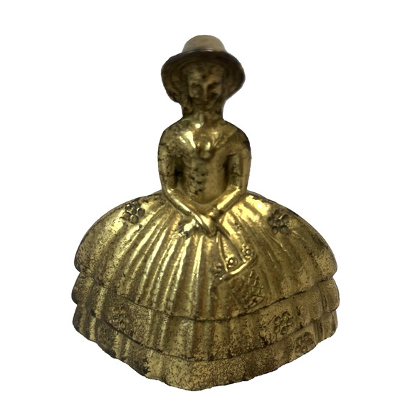 Vintage Southern Belle Victorian Lady Golden Brass Bell Made in England - Picture 1 of 8